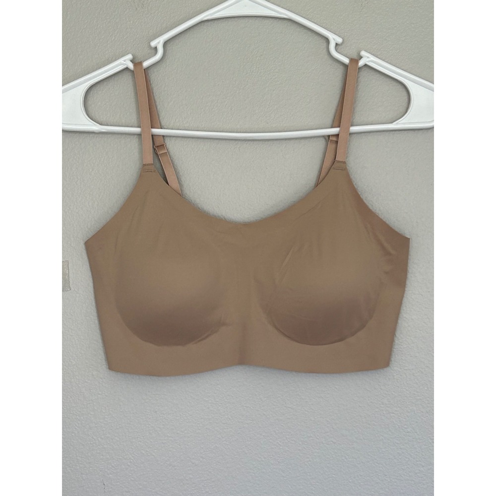 EBY Relief Bralette Seamless Wirefree Bra Nude Tan Mesh Back Size Medium